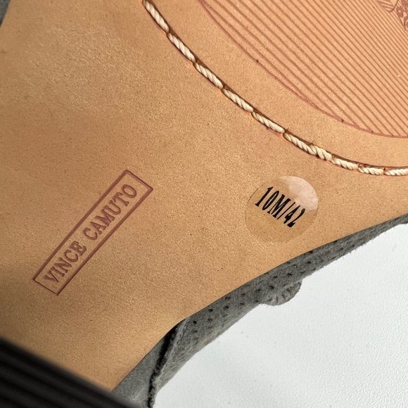 Vince Camuto Womens Kentvi Gray Suede Peep Toe Sandal Bootie Block Heel size 10 - Picture 14 of 16